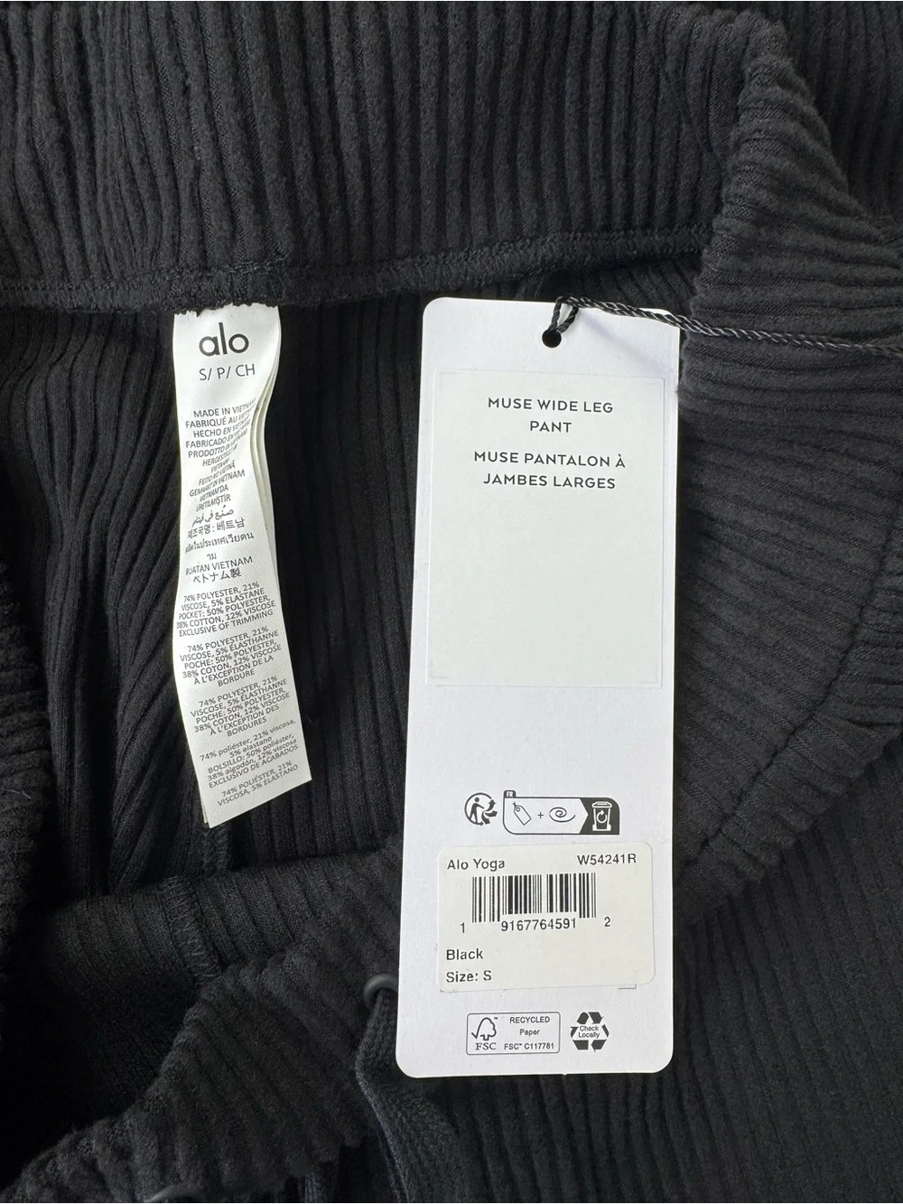 NEW ALO Muse Wide Leg Pants Black Size Small